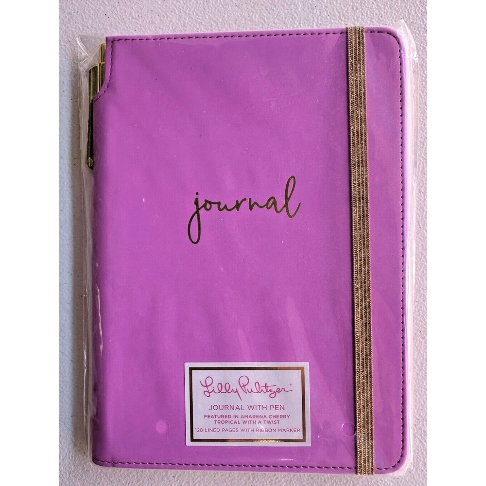 Lilly Pulitzer Journal Pen Amarena Pink Cherry Tropical Twist 128 Lined Pgs NEW